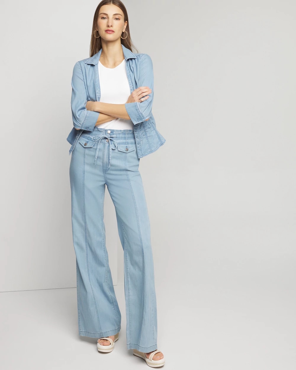 【Anyone more】Cedi Siwa Washing White Black Blue Wide Pants WHBM_XHR Tencel Wide